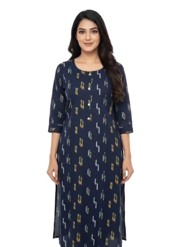 Navy_Blue_Cotton_Single_Kurti_For_Women