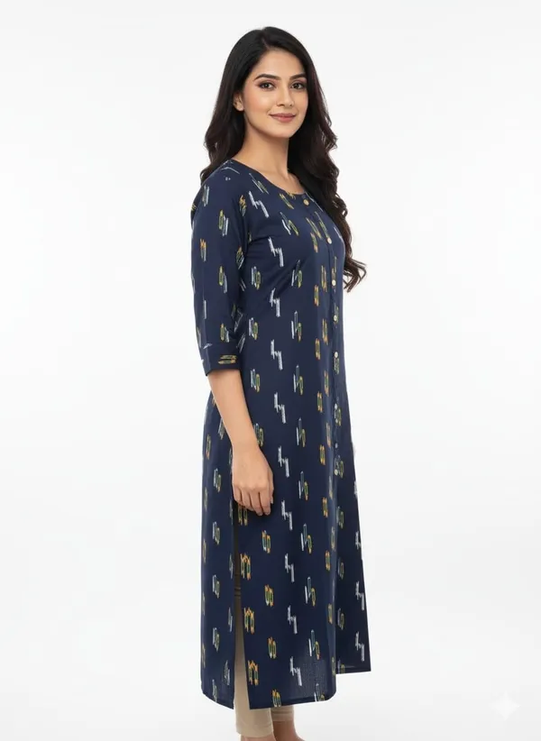 Navy_Blue_Cotton_Single_Kurti_For_Women