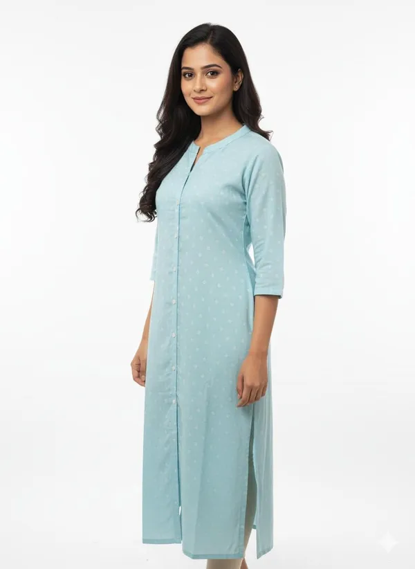 Sky_Blue_Cotton_Single_Kurti_For_Women