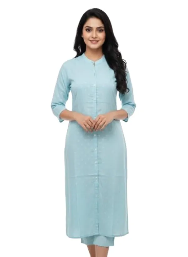 Sky_Blue_Cotton_Single_Kurti_For_Women