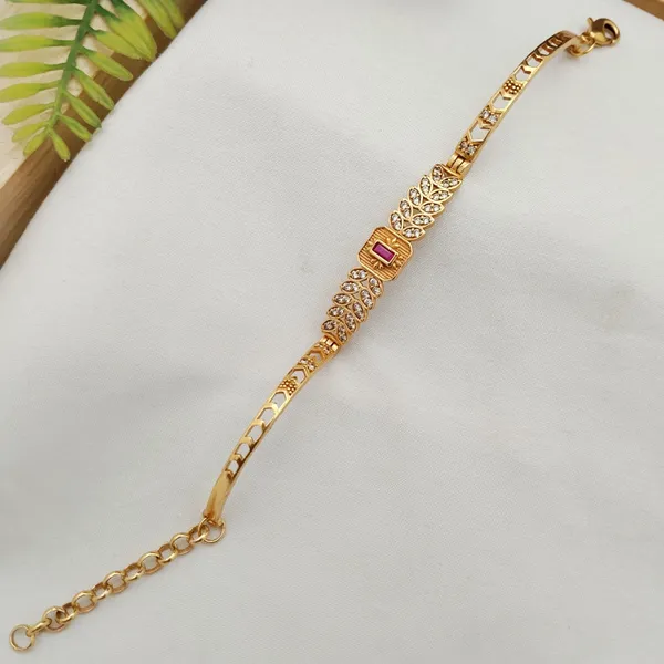 Gold-Plated_Ruby_CZ_Leaf_Motif_Bracelet_for_Women