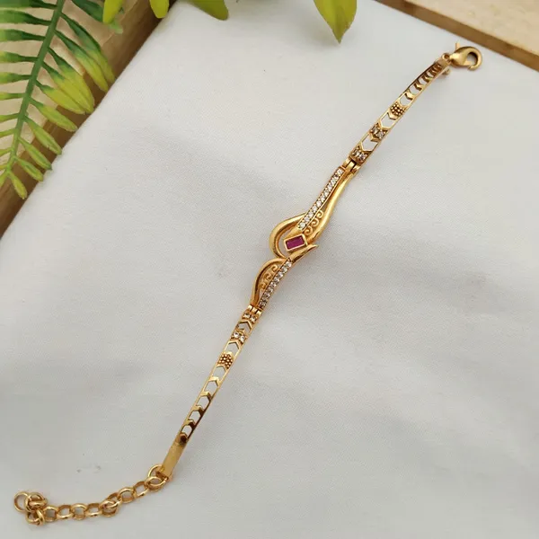 Gold-Plated_Ruby_CZ_Curved_Motif_Bracelet_for_Women