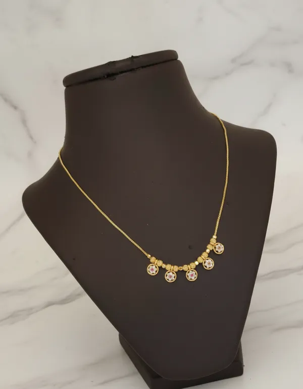 Golden_Floral_Drop_Charm_Necklace