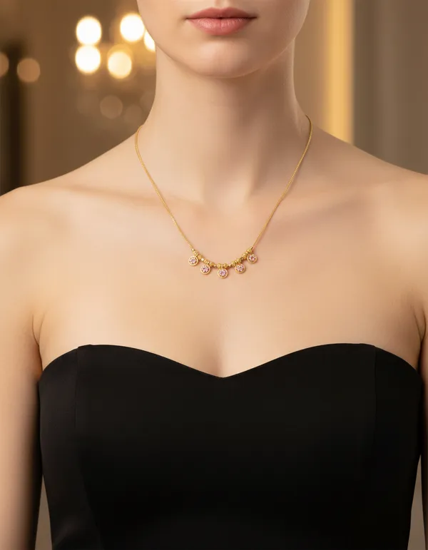 Golden_Floral_Drop_Charm_Necklace