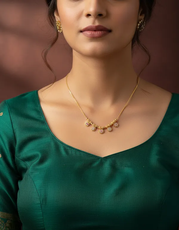 Golden_Floral_Drop_Charm_Necklace