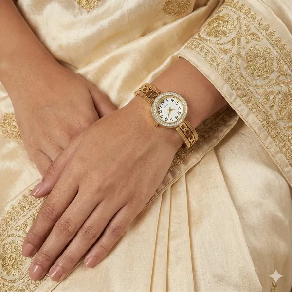 Anti-Tarnish_Gold-Plated_Cutwork_Design_Women_Bracelet_Watch