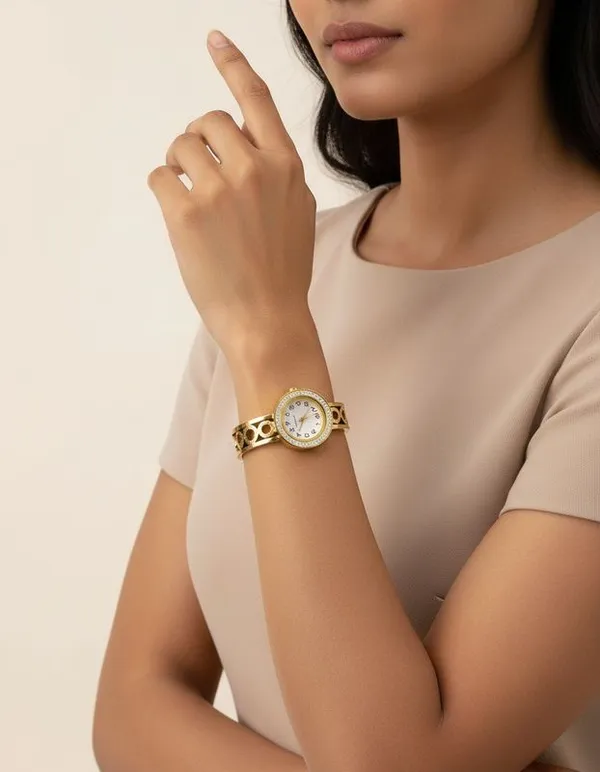 Anti-Tarnish_Gold-Plated_Circle_Cutwork_Women_Bracelet_Watch