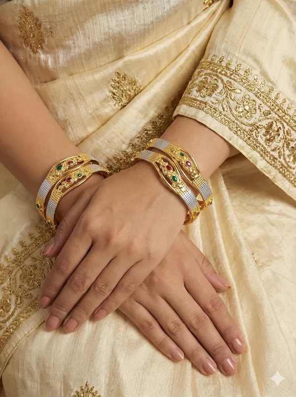 Gold-Plated_Elegant_CNC_Designer_BanglesFor_Women
