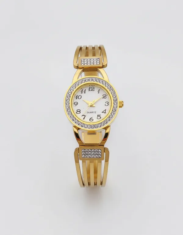 Anti-Tarnish_Gold-Plated_Crystal_Panel_Women_Bracelet_Watch