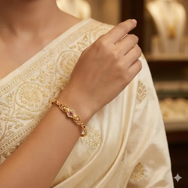 Gold-Plated_Ruby_CZ_Dual_Accent_Weave_Bracelet_for_Women
