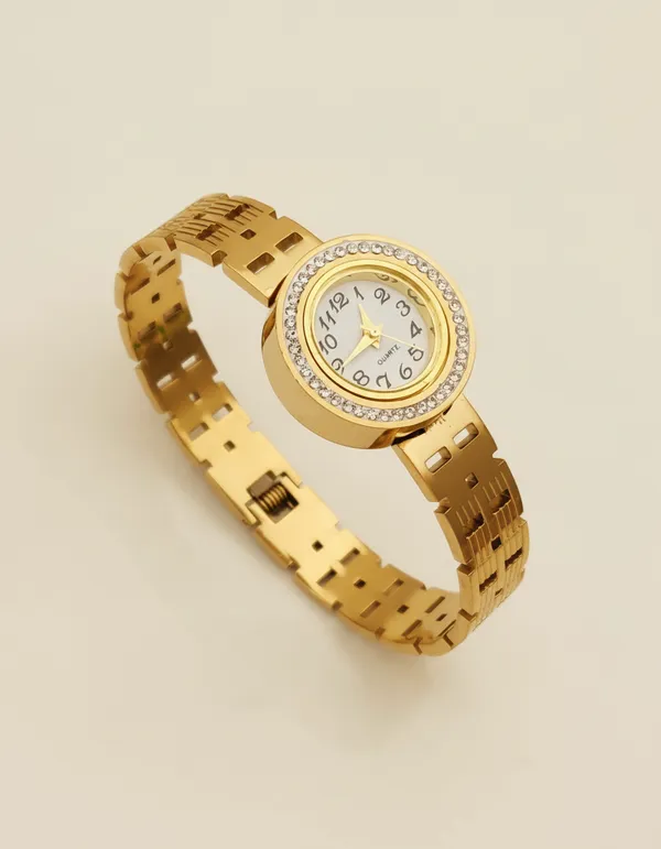 Anti-Tarnish_Gold-Plated_Crystal_Bezel_Women_Bracelet_Watch