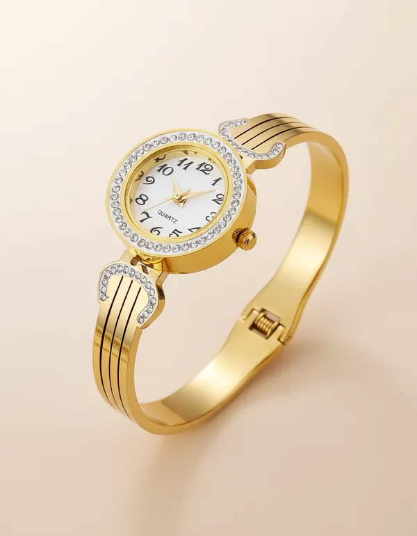 Anti-Tarnish_Gold-Plated_Curved_Line_Women_Bracelet_Watch