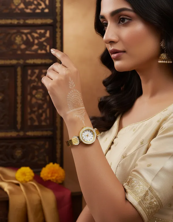 Anti-Tarnish_Gold-Plated_Curved_Line_Women_Bracelet_Watch
