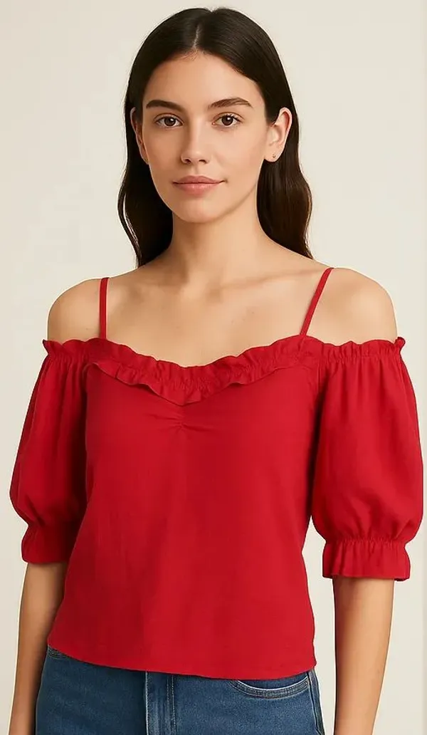 Red_Cotton_Trendy_Western_Wear_Top_&_Tunic_For_Women
