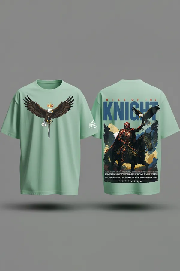 Black_&_Light_Green_Street_Duel_Combo_Knight_Warrior_Happy_Skeleton_Black Oversize�Tees_For_Unisex_240_GSM