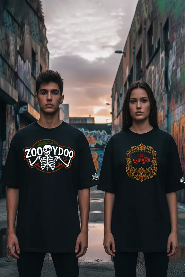 Black_Dark_Game_Combo_Psycho_Skeleton_&_The_Faceoff_Oversize�Tees_For_Unisex_240_GSM