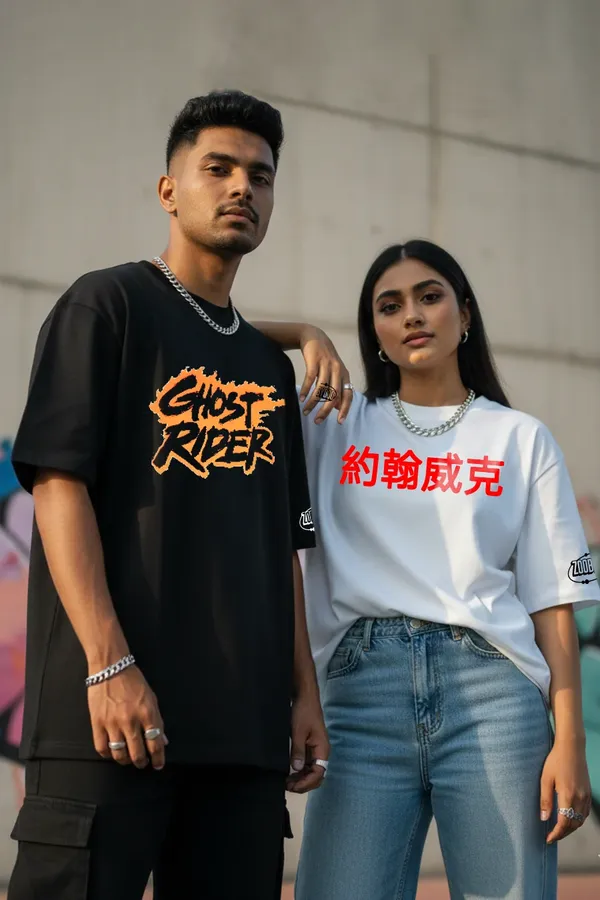 Black_&_White_Revenant_Combo_John_Wick_Ghost_Rider_Black Oversize�Tees_For_Unisex_240_GSM
