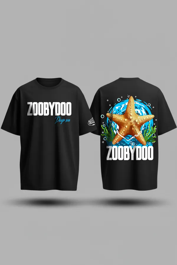 Black_Cosmic_Depths_Combo_Astronaut_Meditation_&_Deep_Sea_Starfish�Oversize�Tees_For_Unisex_240_GSM