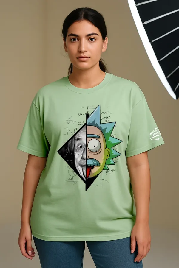 Light_Green_Einstein_X_Rick_And_Morty_Fit_Oversize_Tees_For_Women_200_GSM