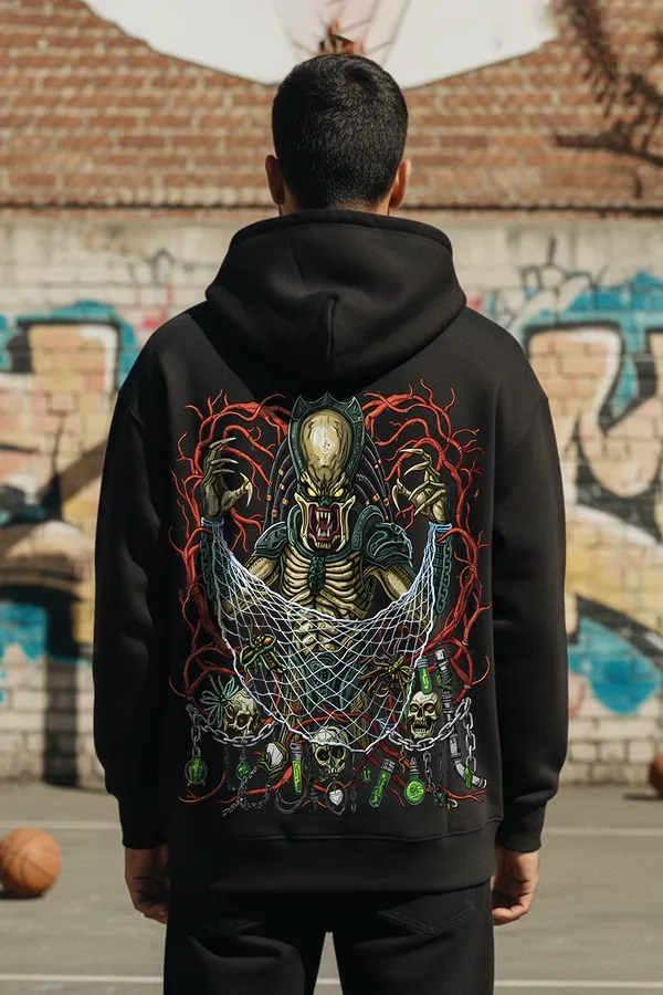 Black_Nether_Hunter_Back_Hoodie_For_Unisex_340_GSM