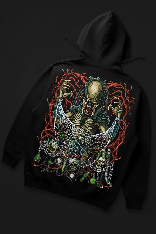 Black_Nether_Hunter_Back_Hoodie_For_Unisex_340_GSM