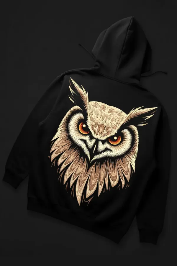 Black_Nightwatch_Owl_Hoodie_For_Unisex_340_GSM