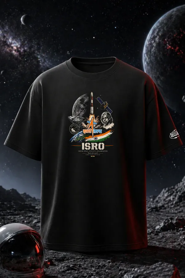 Zoobydo_ISRO_Space_Legacy_Black_Fit_Oversze_Thirt