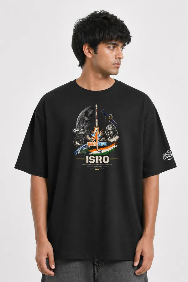 Zoobydo_ISRO_Space_Legacy_Black_Fit_Oversze_Thirt