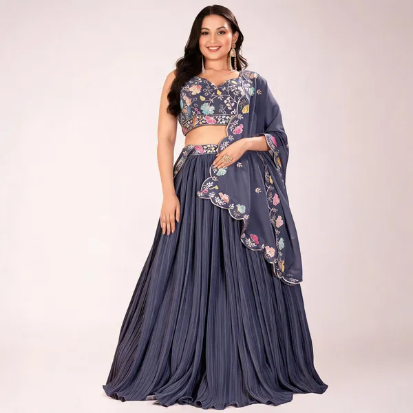 Grey_Georgette_Lehenga_Women_Festive_Wedding_Collection_For_Women