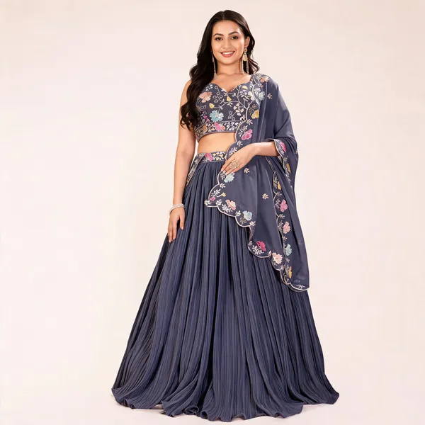 Grey_Georgette_Lehenga_Women_Festive_Wedding_Collection_For_Women