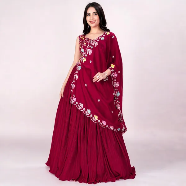 Red_Georgette_Lehenga_Women_Festive_Wedding_Collection_For_Women
