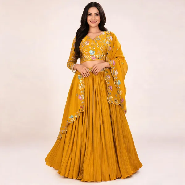 Yellow_Star_Fox_Georgette_Lehenga_Women_Festive_Wedding_Collection_For_Women