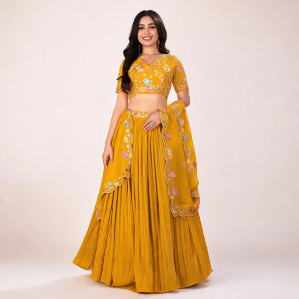 Yellow_Star_Fox_Georgette_Lehenga_Women_Festive_Wedding_Collection_For_Women