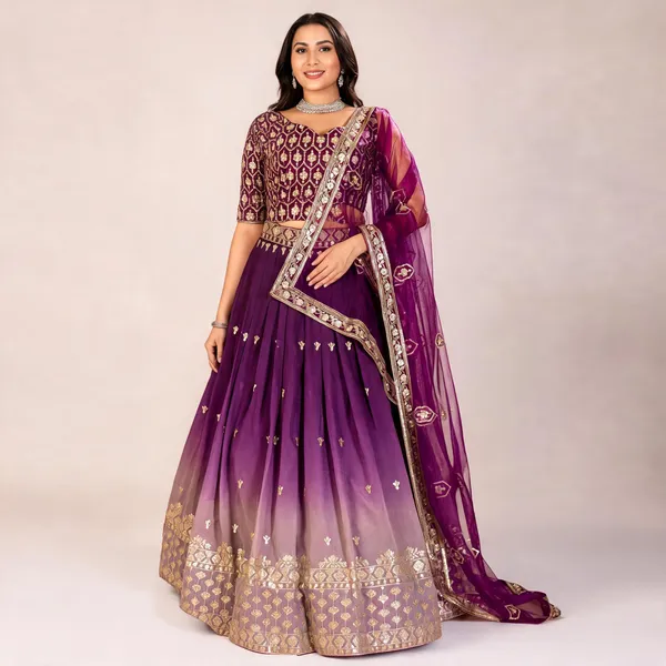 Wine_Heavy_Simmer_Silk_Lehenga_Women_Festive_Wedding_Collection_For_Women