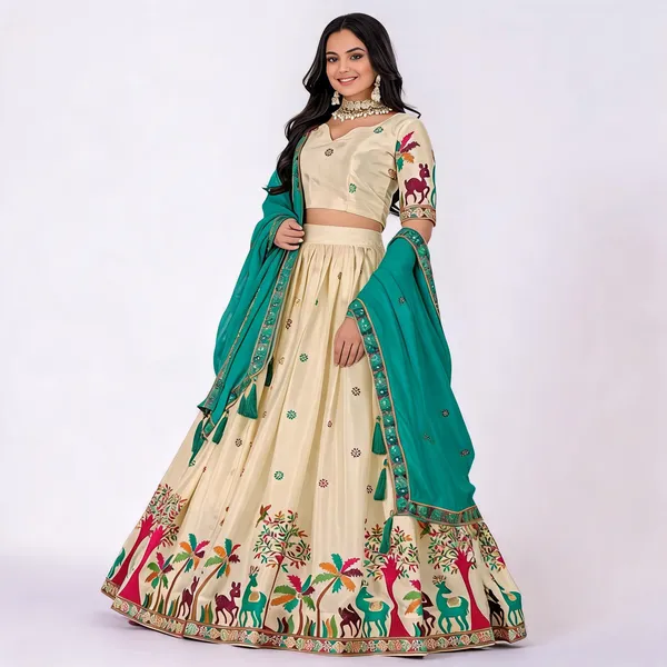 Firozi_Lehenga,_Blouse,_Dupatta_Heavy_Chinon_Silk_Women_Festive_Wedding_Collection_For_Women