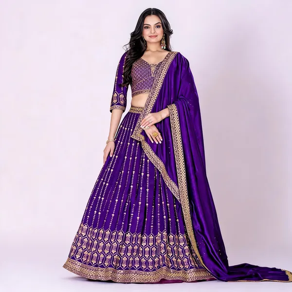 Purple_Heavy_Vichitra_Silk_Lehenga_Choli_For_Women