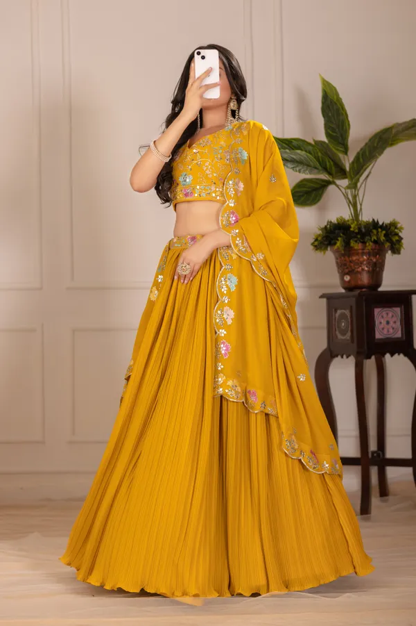 Yellow_Star_Fox_Georgette_Lehenga_Women_Festive_Wedding_Collection_For_Women