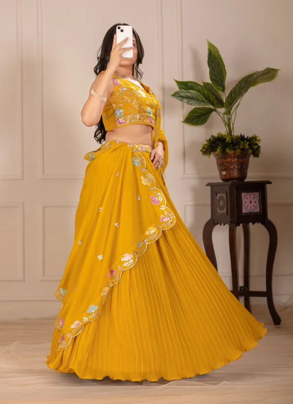 Yellow_Star_Fox_Georgette_Lehenga_Women_Festive_Wedding_Collection_For_Women