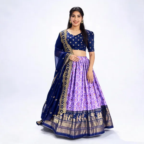 Lavender_Color_Dola_Silk_Printed_Bandhani_Lehenga_Choli_With_Heavy_Embroidery_On_Dupatta_For_Women