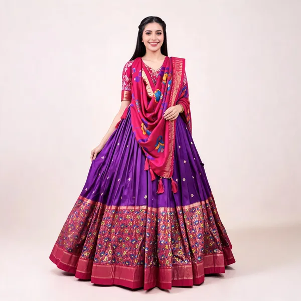 Women_Floral_Woven_Flared_Lehenga_And_Choli_With_Dupatta_For_Women
