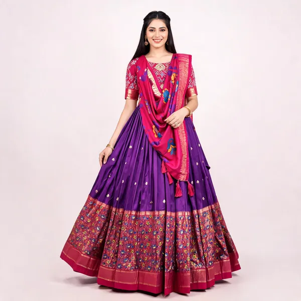 Women_Floral_Woven_Flared_Lehenga_And_Choli_With_Dupatta_For_Women