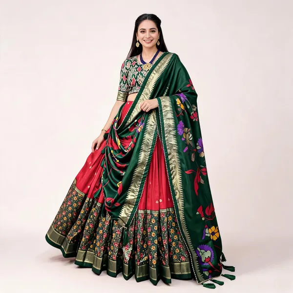 Women_Floral_Woven_Flared_Lehenga_And_Choli_With_Dupatta_For_Women