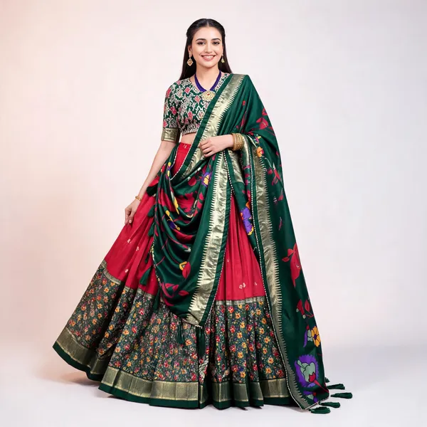 Women_Floral_Woven_Flared_Lehenga_And_Choli_With_Dupatta_For_Women