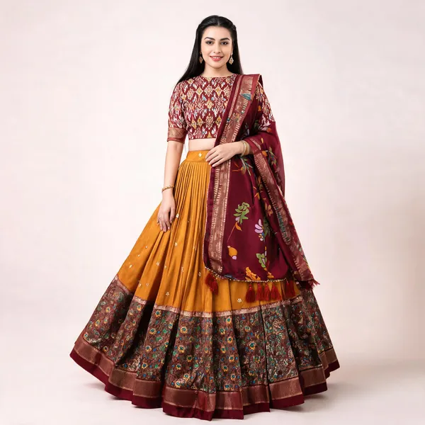 Women_Floral_Woven_Flared_Lehenga_And_Choli_With_Dupatta_For_Women
