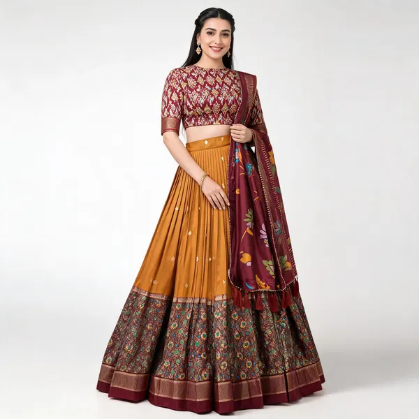 Women_Floral_Woven_Flared_Lehenga_And_Choli_With_Dupatta_For_Women