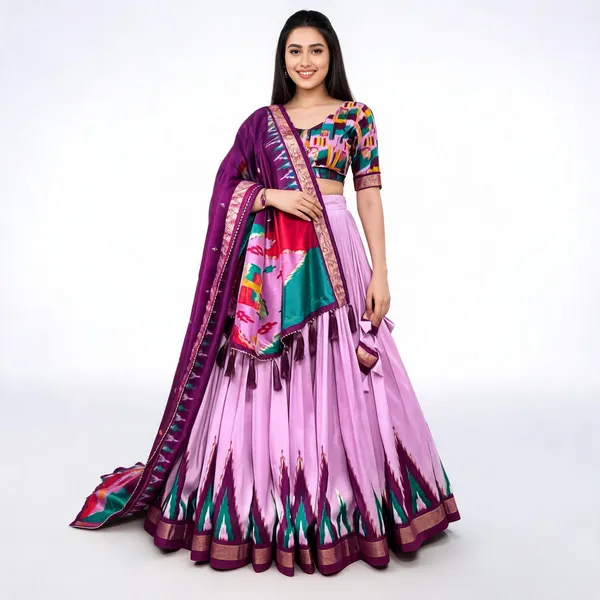 Light_Purple_Color_Tussar_Silk_Printed_Navratri_Lehenga_Choli_For_Women