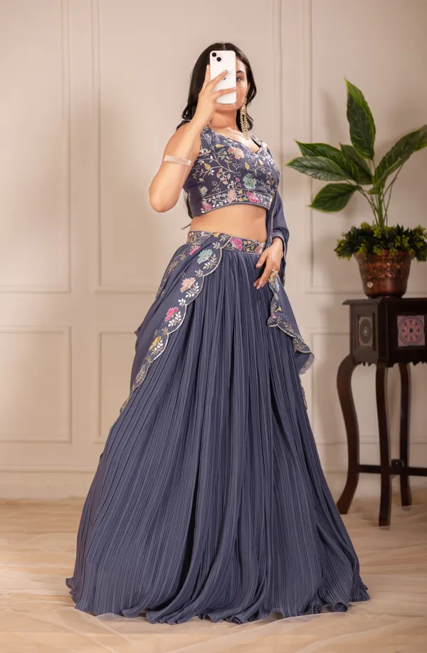 Grey_Georgette_Lehenga_Women_Festive_Wedding_Collection_For_Women