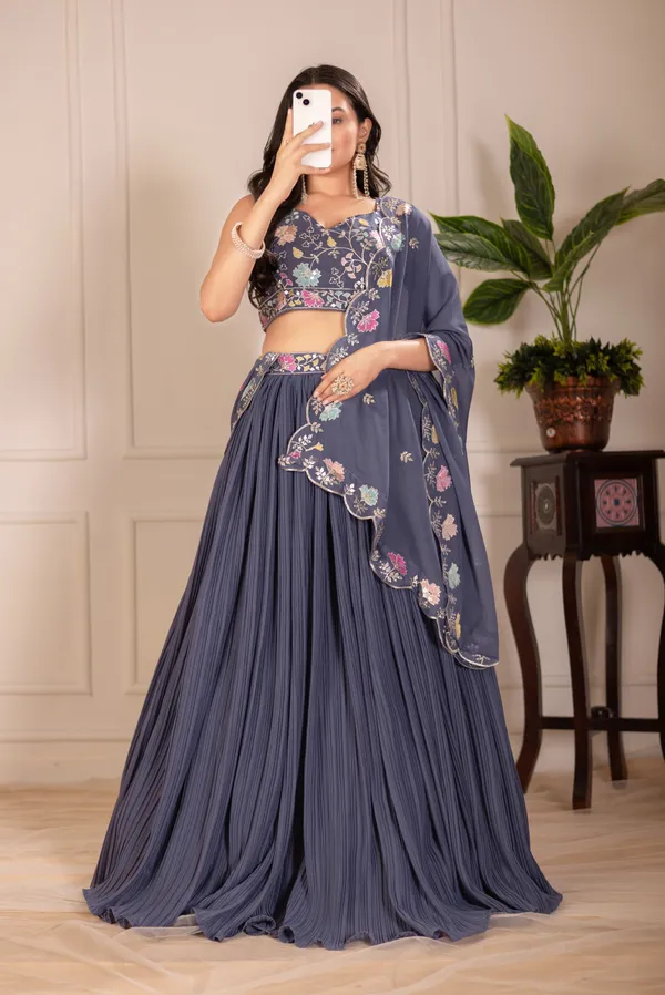 Grey_Georgette_Lehenga_Women_Festive_Wedding_Collection_For_Women