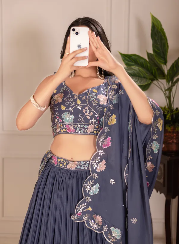 Grey_Georgette_Lehenga_Women_Festive_Wedding_Collection_For_Women