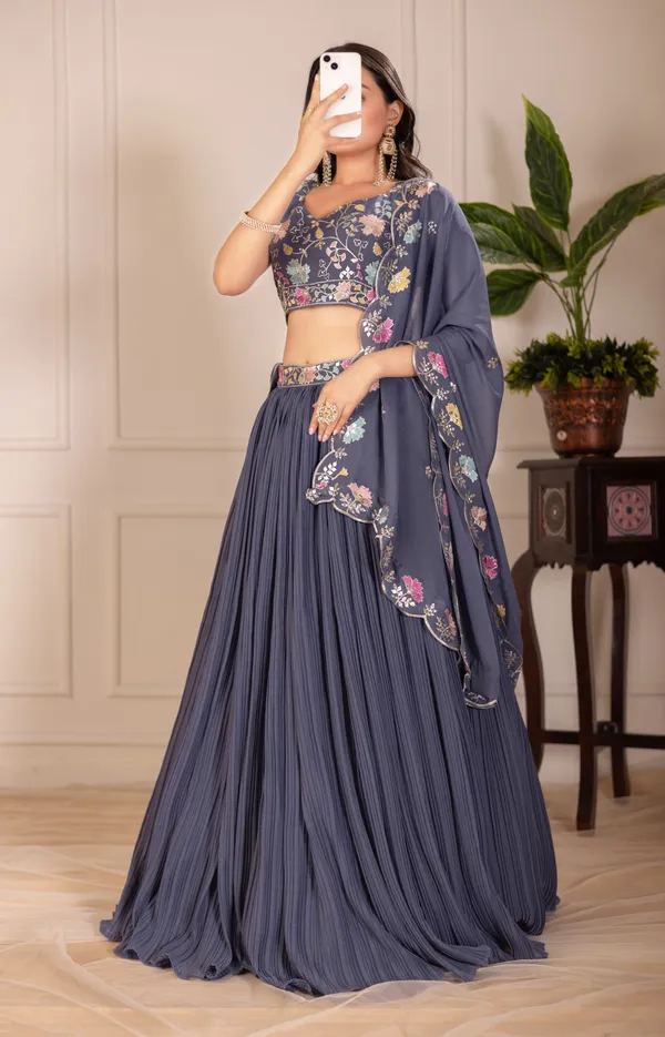 Grey_Georgette_Lehenga_Women_Festive_Wedding_Collection_For_Women